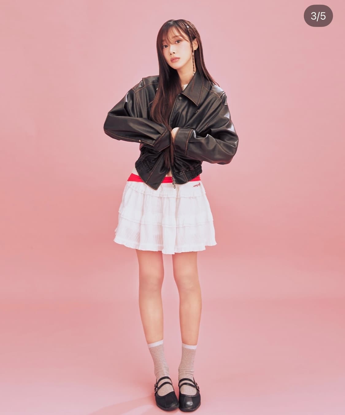 왁키밀리 가죽자켓 + 프릴 스커트 상품이미지3