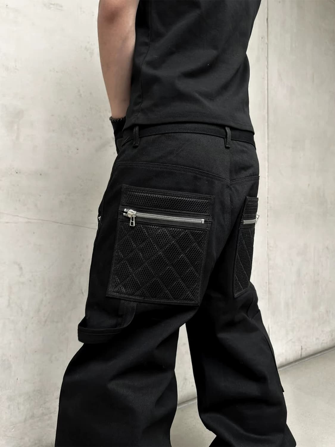 Mash Panel Leather Knee Waxed Denim 상품이미지3