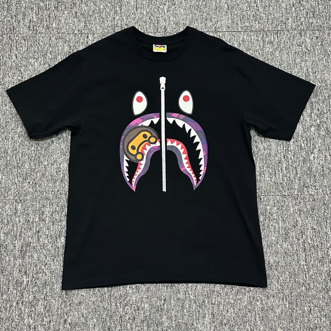 베이프 ABC 카모 마일로 샤크 티셔츠 블랙 L사이즈 라지 상품이미지1