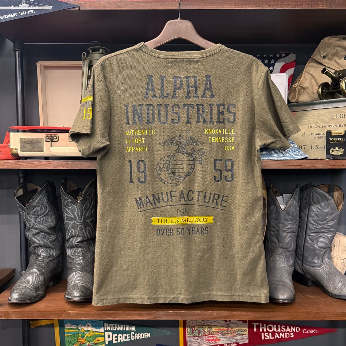 00s 알파 인더스트리 USMC 50주년 헤링본 그래픽 티셔츠 N844 상품이미지2