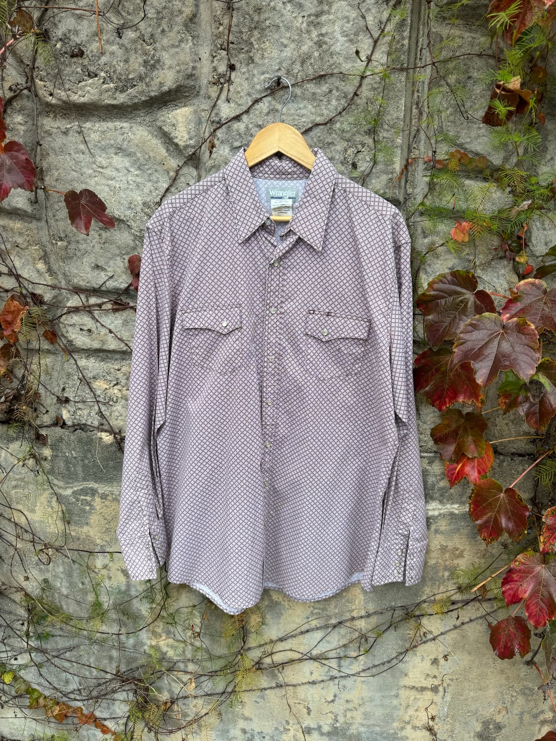 빈티지 랭글러 문양 패턴 웨스턴 셔츠 브라운 xl 상품이미지1