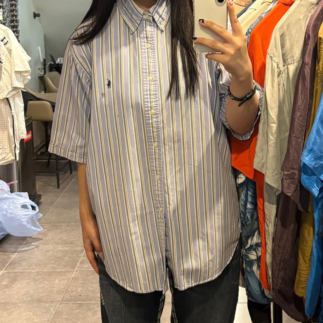 [NO.9] 폴로 랄프로렌 반팔 스트라이프 셔츠 블루 상품이미지1