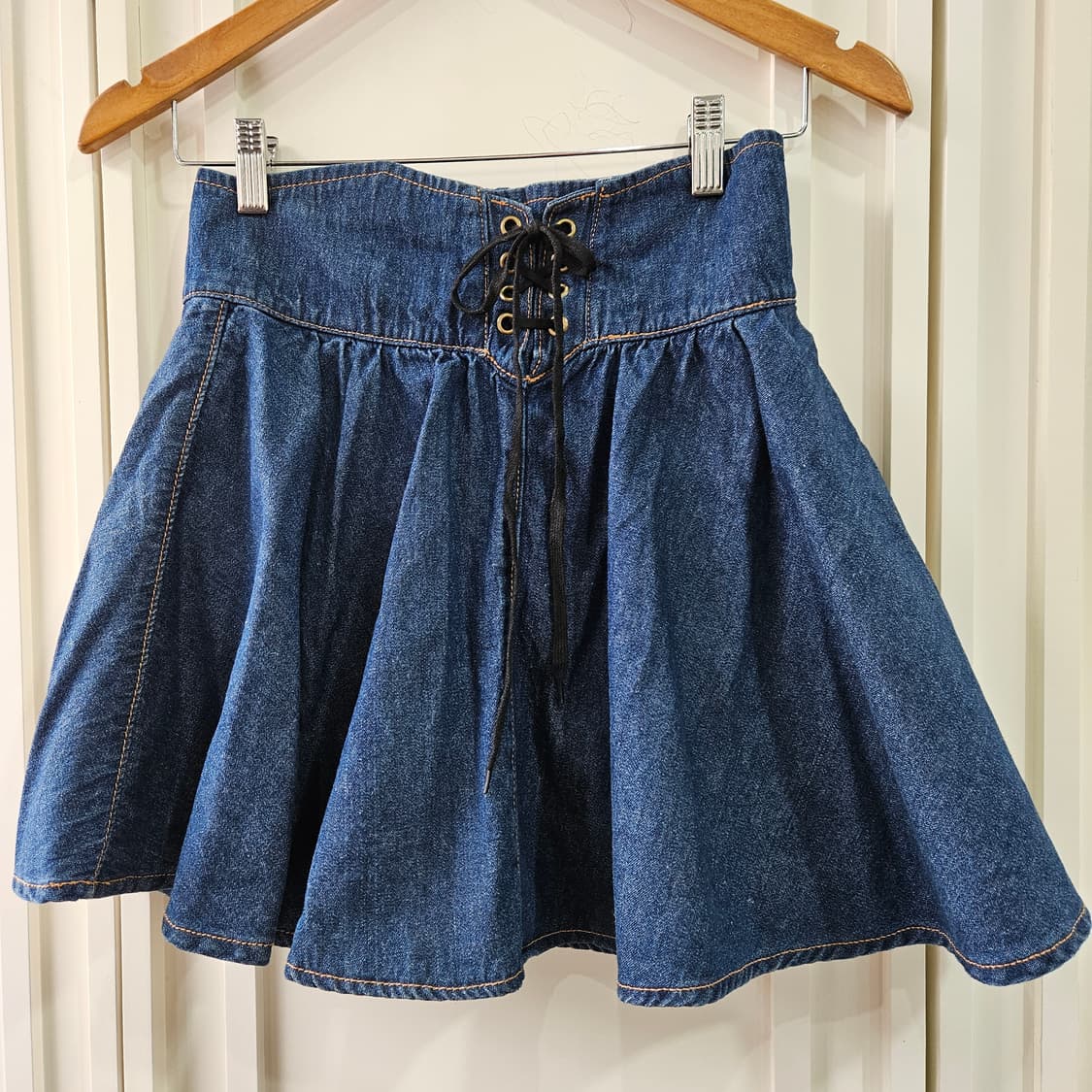 데님 코르셋 플레어 미니스커트 상품이미지2