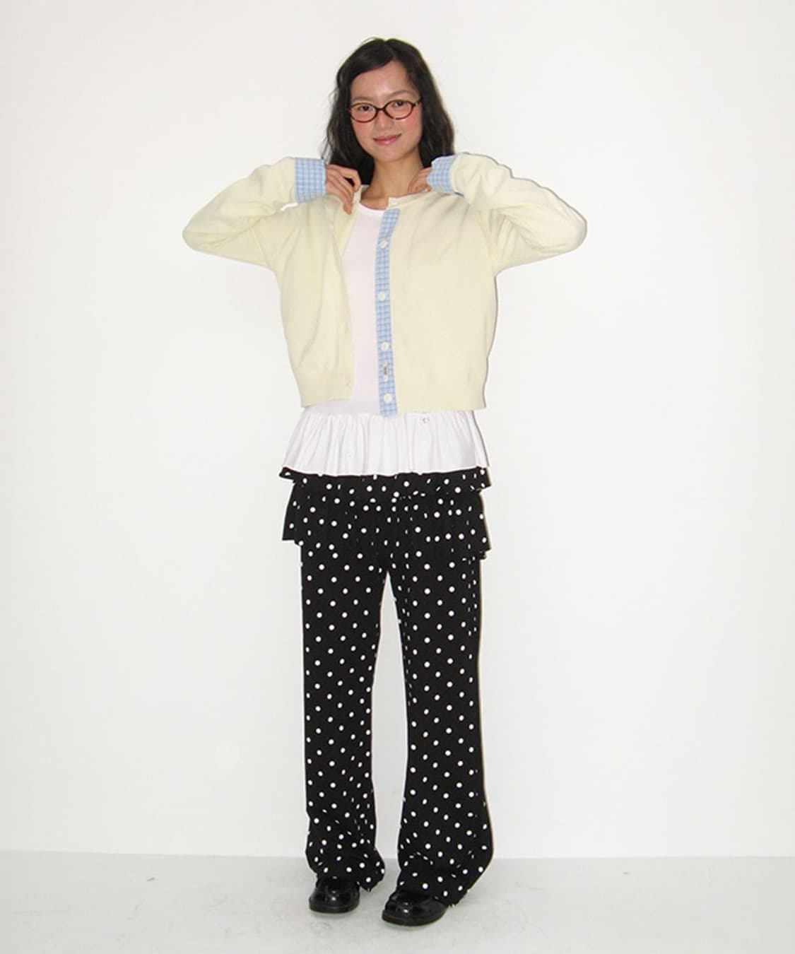 론론 셔츠 포인트 옐로우 가디건 상품이미지3