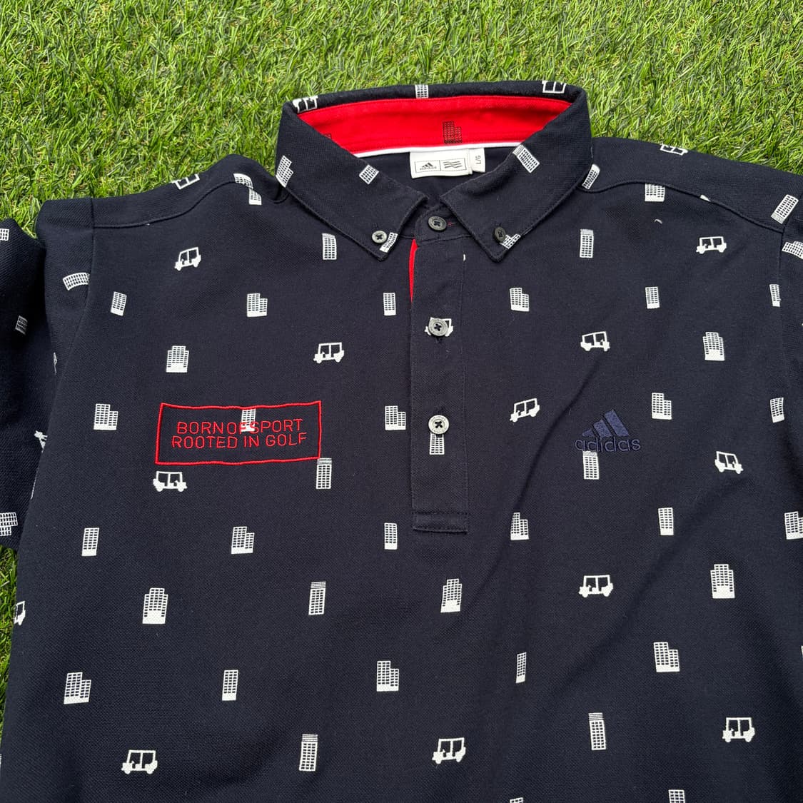 L)아디다스 패턴 PK카라 반팔 네이비 티셔츠 상품이미지5