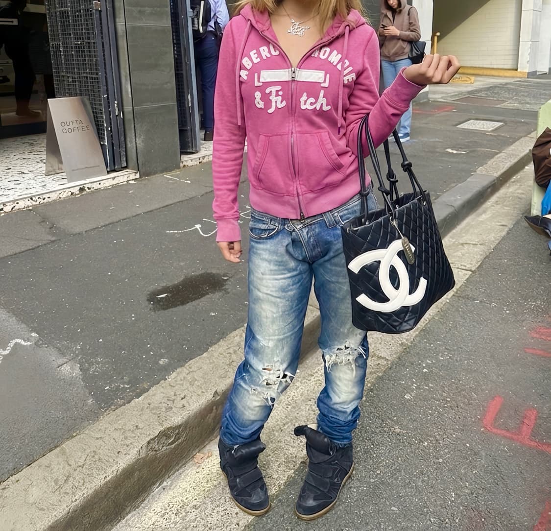 Y2K 아베크롬비 핑크 후드 집업 상품이미지1