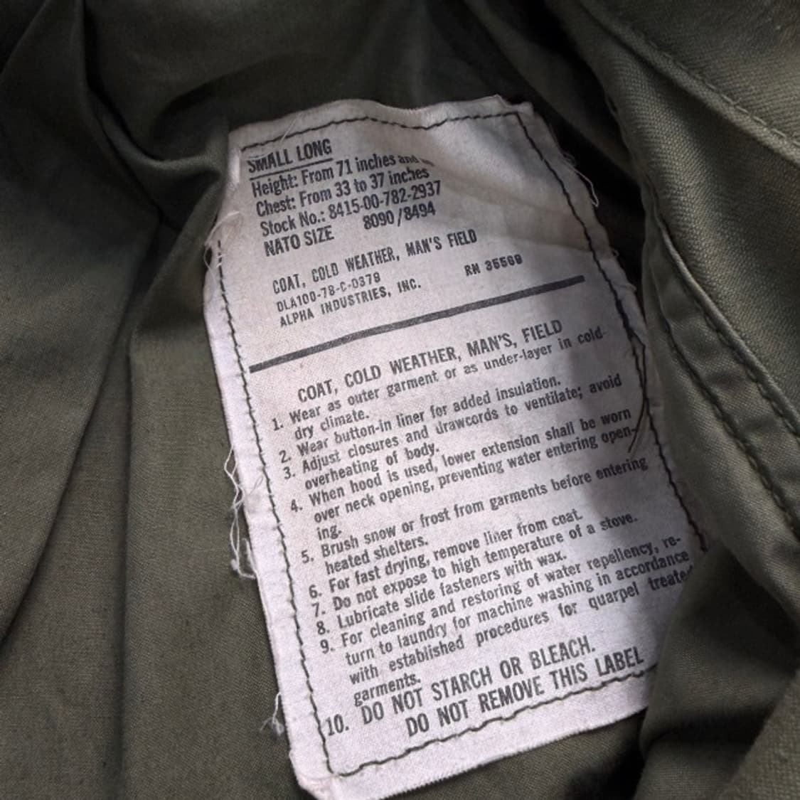 알파인더스트리 70s 미군 오리지날 M-65 필드 자켓 상품이미지3