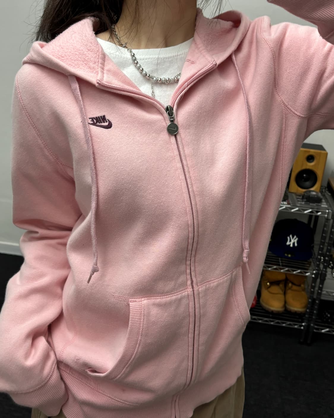 나이키 00s 베이비 핑크 후드집업 상품이미지1