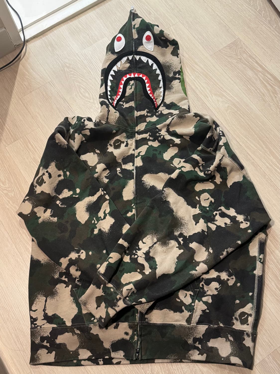 베이프 맵 카모 샤크 릴렉스드 핏 풀 집 후드 멀티 그린 L 상품이미지2