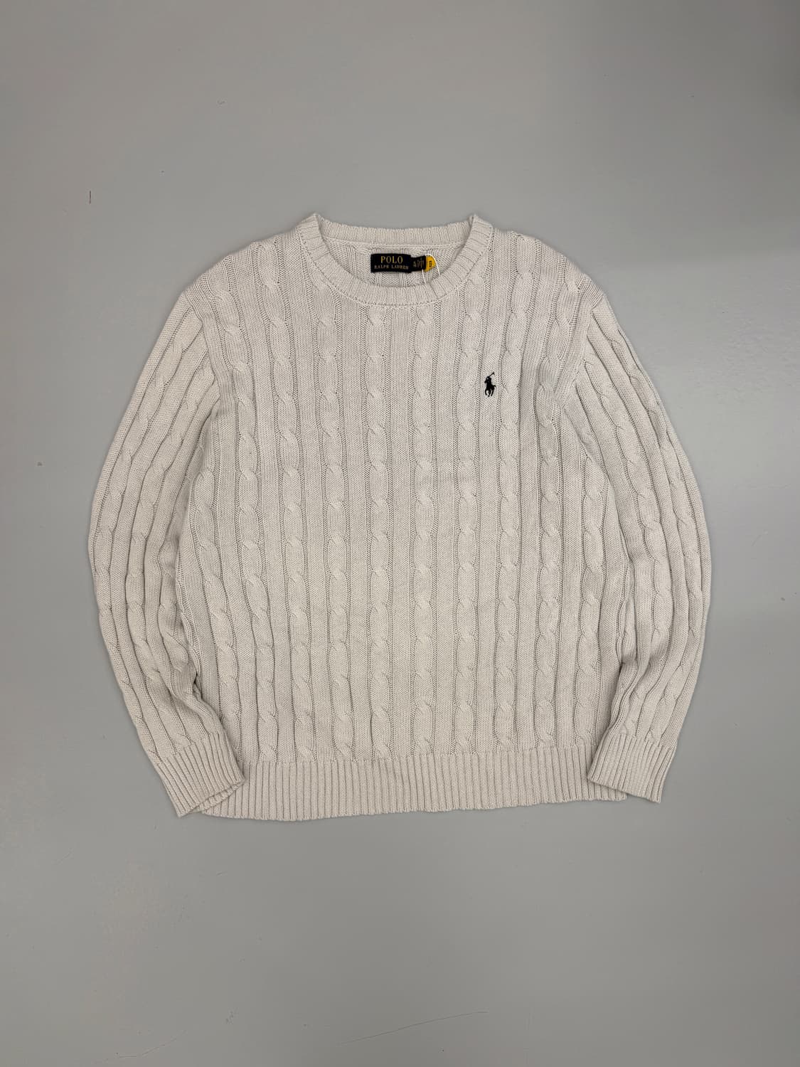 폴로 랄프로렌 오버핏 신형 QR라벨 그레이 코튼 케이블 니트 상품이미지1
