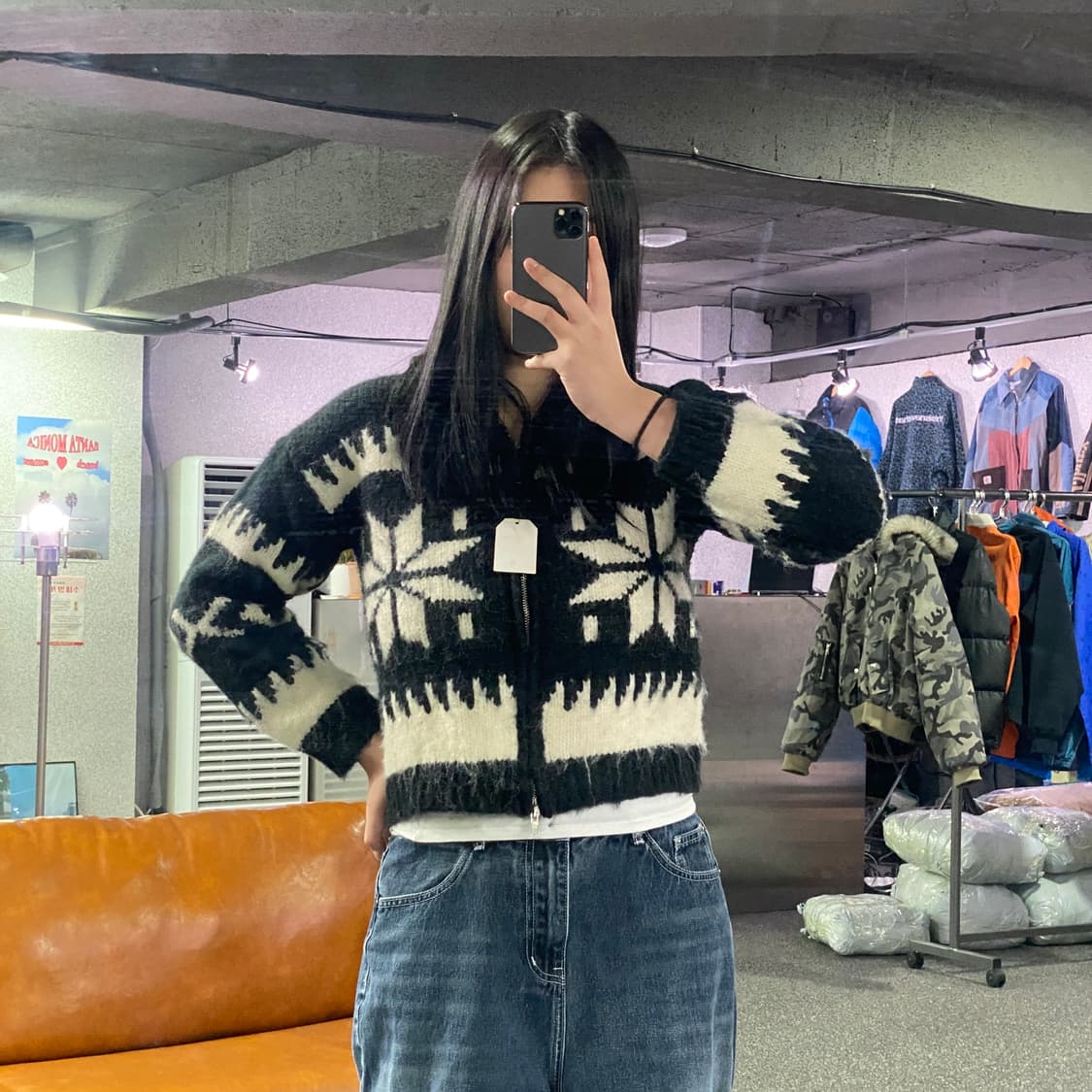 Vtg 울 패턴 니트 집업 B2833 상품이미지1