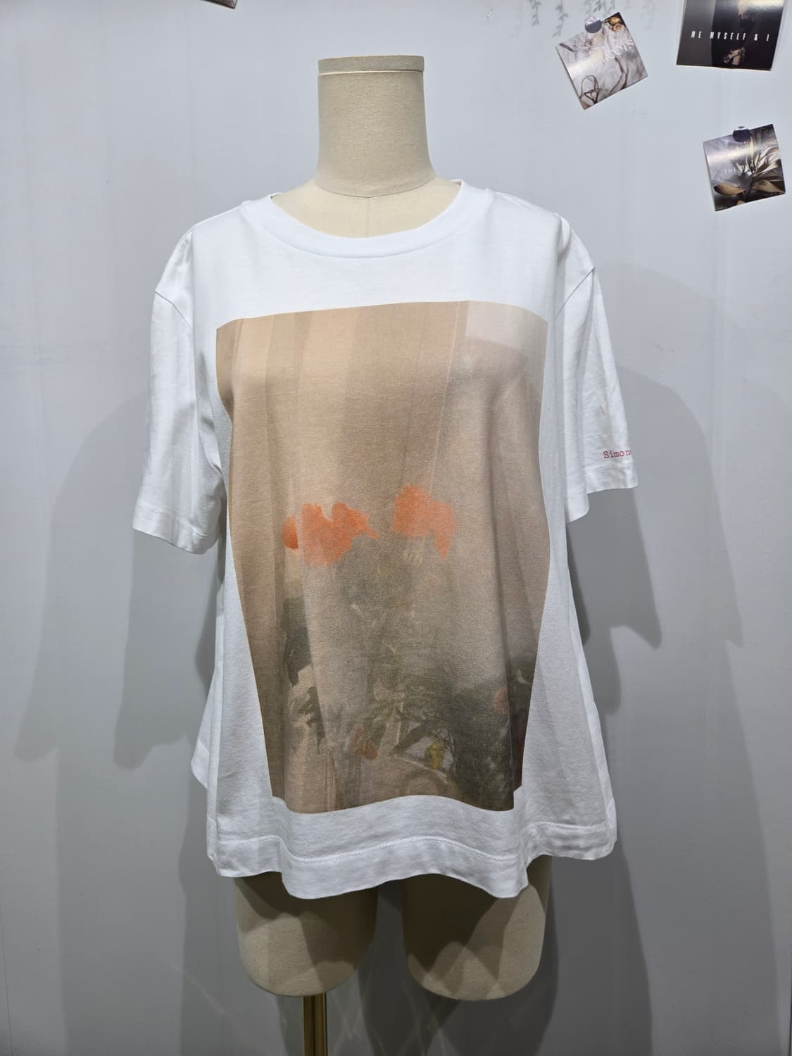 시몬 로샤 플라워 프린팅 티셔츠 화이트 h&m 상품이미지1