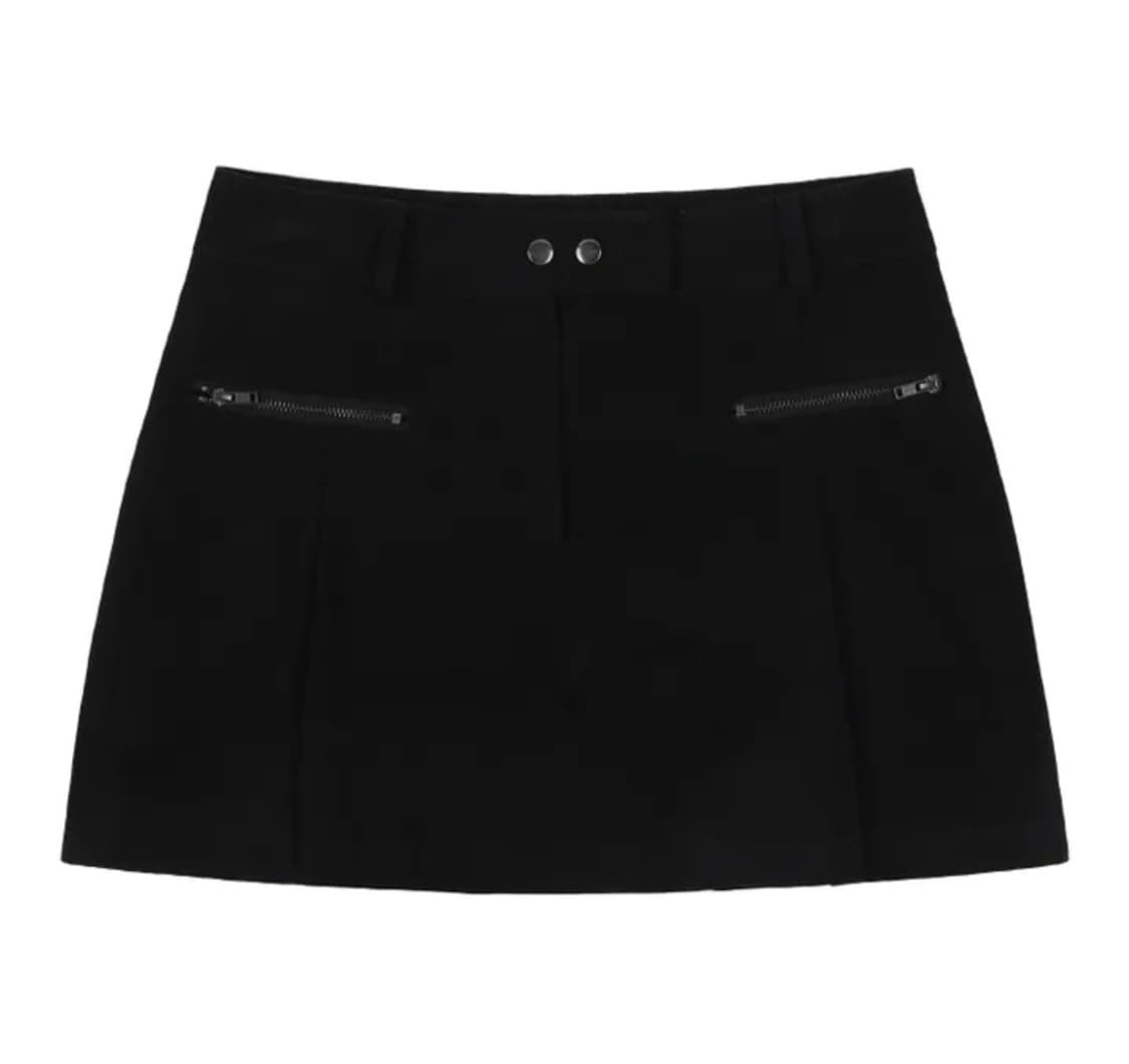 팬시클럽 바이커 핀턱 미니 스커트 (BLACK) 1사이즈 상품이미지1