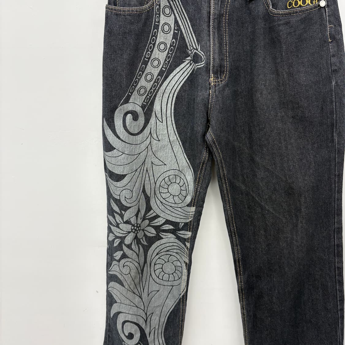 쿠지 COOGI 블랙 데님 팬츠 프린팅 진 31in 상품이미지2