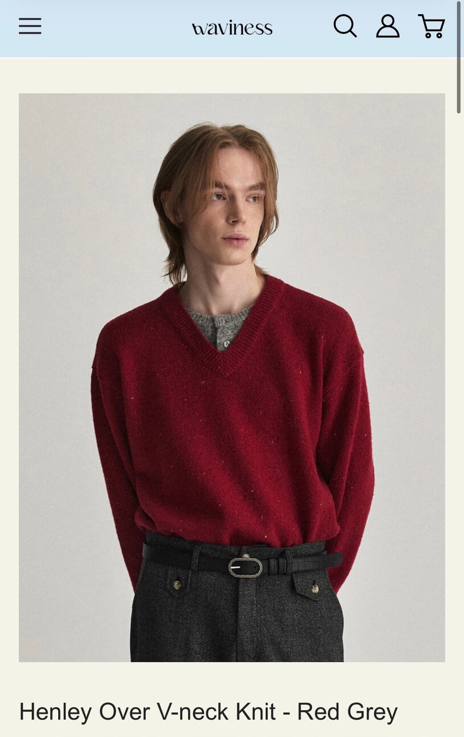 웨이비니스 25fw 헨리넥 버건디 니트 3 사이즈 상품이미지1