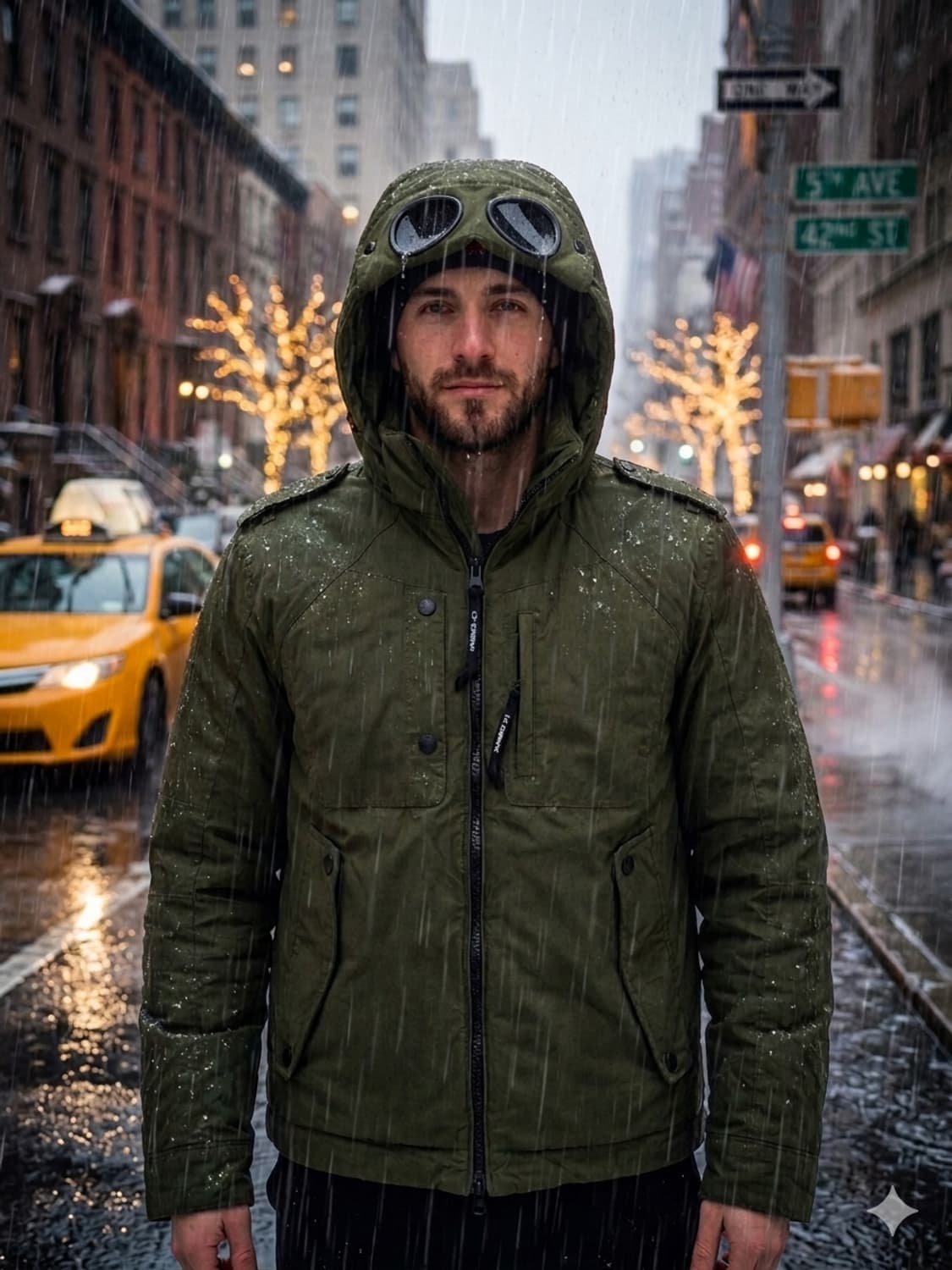 [국내정품] CP 컴퍼니 고글 후드 퀼팅 라이너 재킷 (카키/100) 상품이미지1