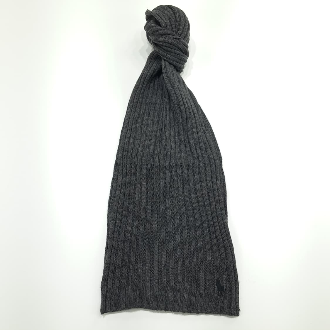 MX305 폴로 랄프로렌 차콜그레이 리브드 램스울 니트 목도리 머플러 상품이미지1