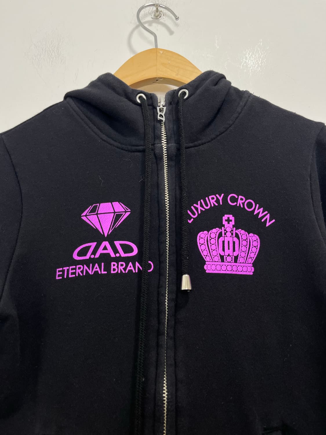 일본 빈티지 갸루 왕관 핑크 레오파드 후드집업 상품이미지3