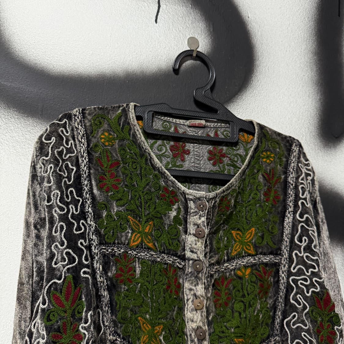 VTG 빈티지 그런지 벨벳 자수 블라우스 상품이미지3