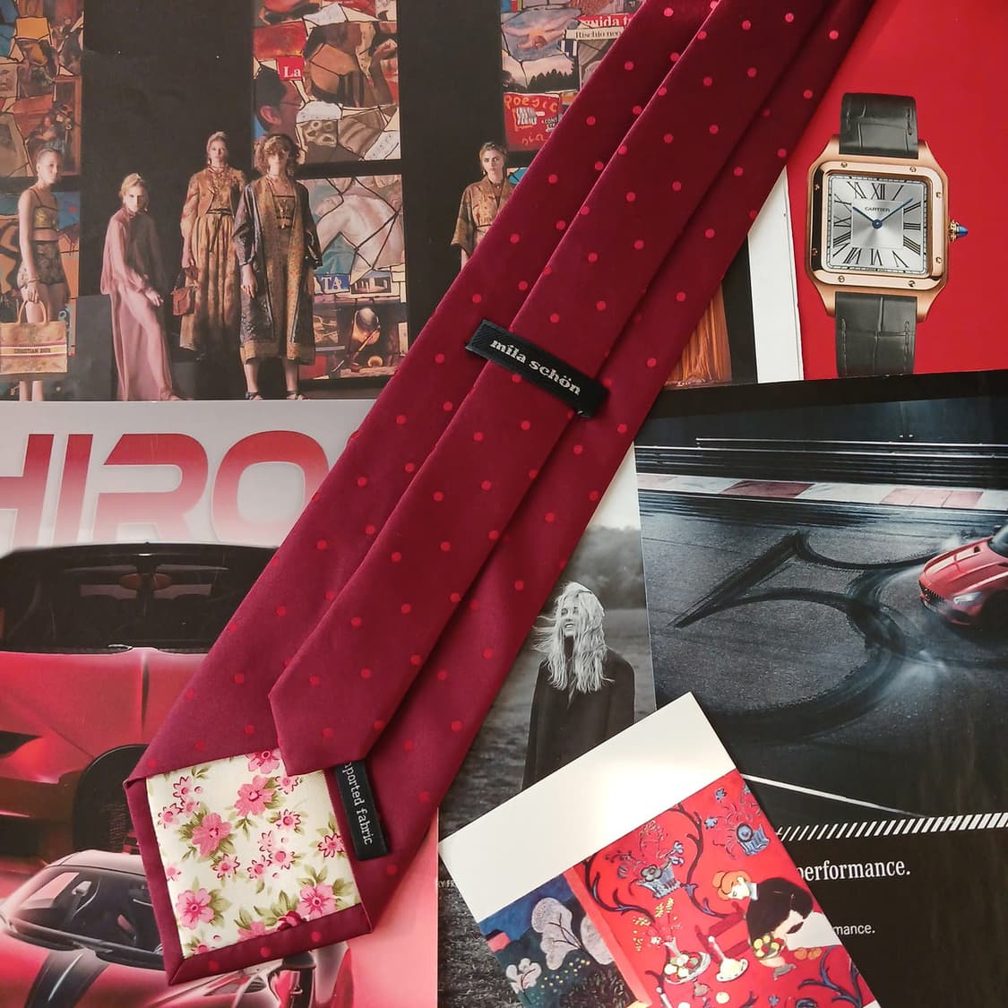 밀라숀 실크 레드 도트 넥타이 9.7cm A등급 A19093
 상품이미지5