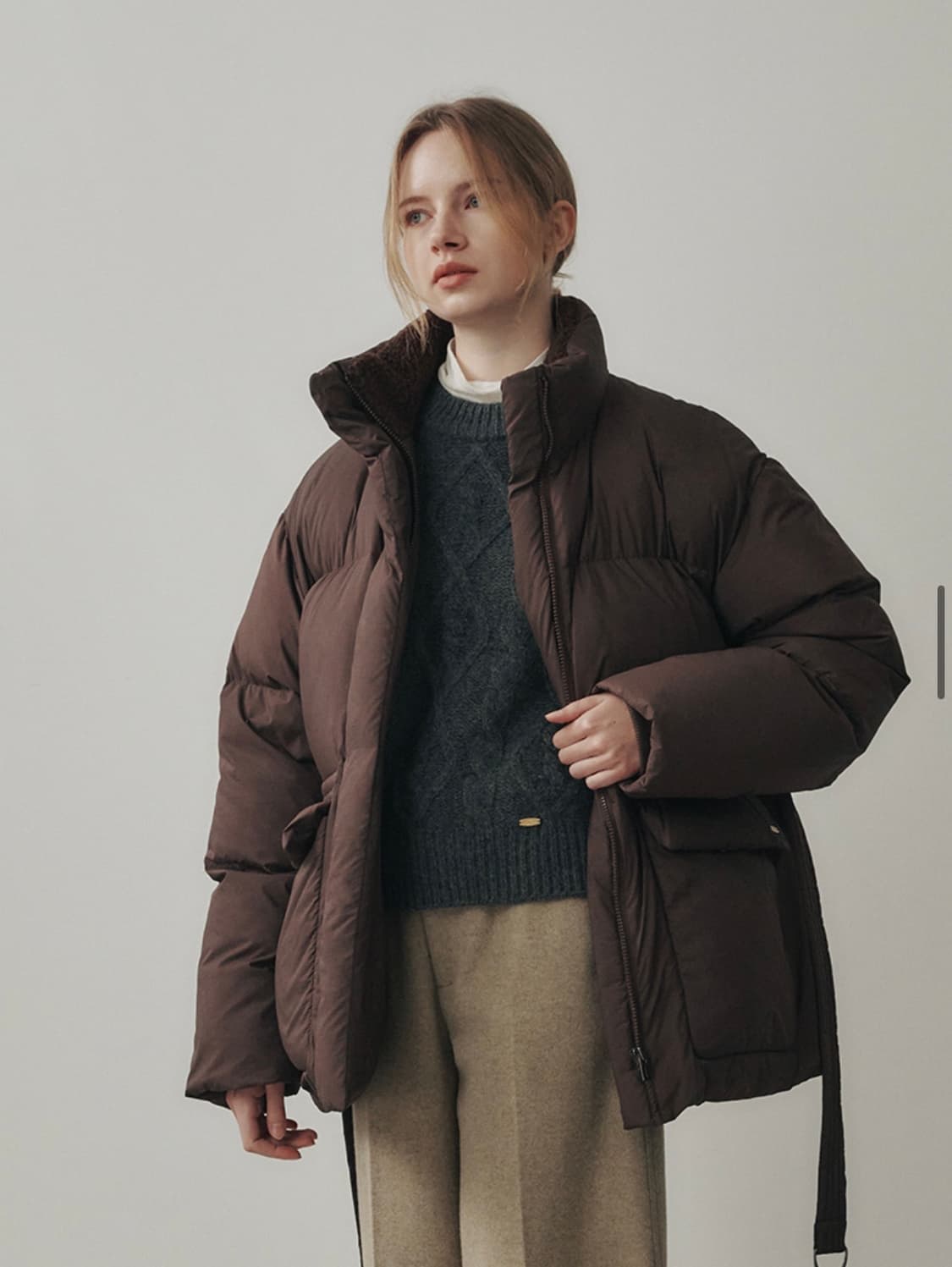 Lememe 로랑 덕 다운 패딩 다크브라운 새상품 저렴히 팔아요 상품이미지3