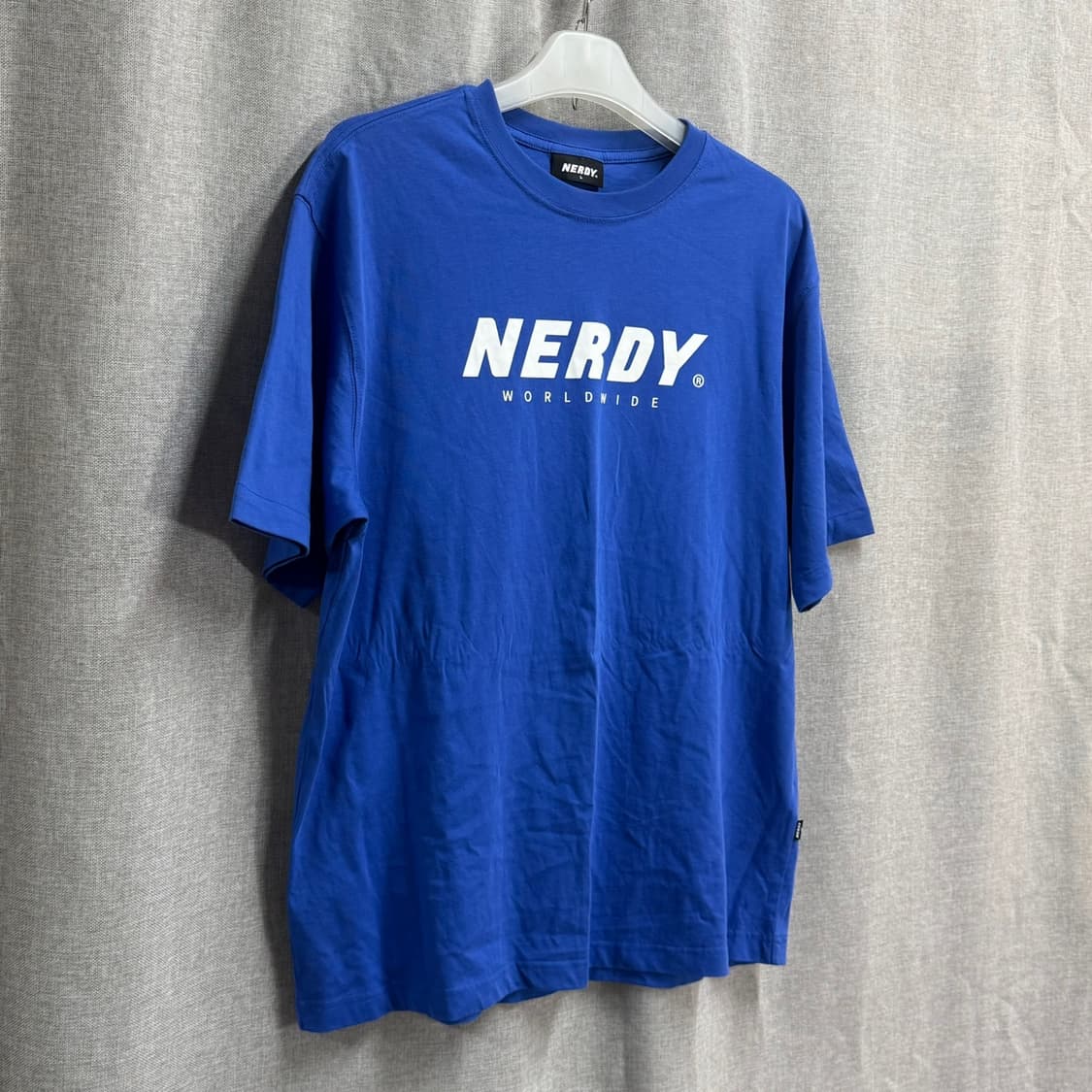 [L/오버핏] 널디(NERDY) 월드와이드 반팔 티셔츠 블루 상품이미지3