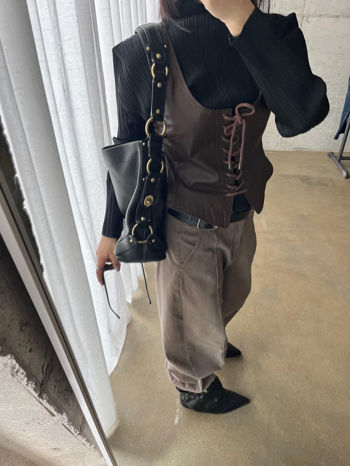 00s Coach 코치 글러브탠드 레더 백 블랙 상품이미지7