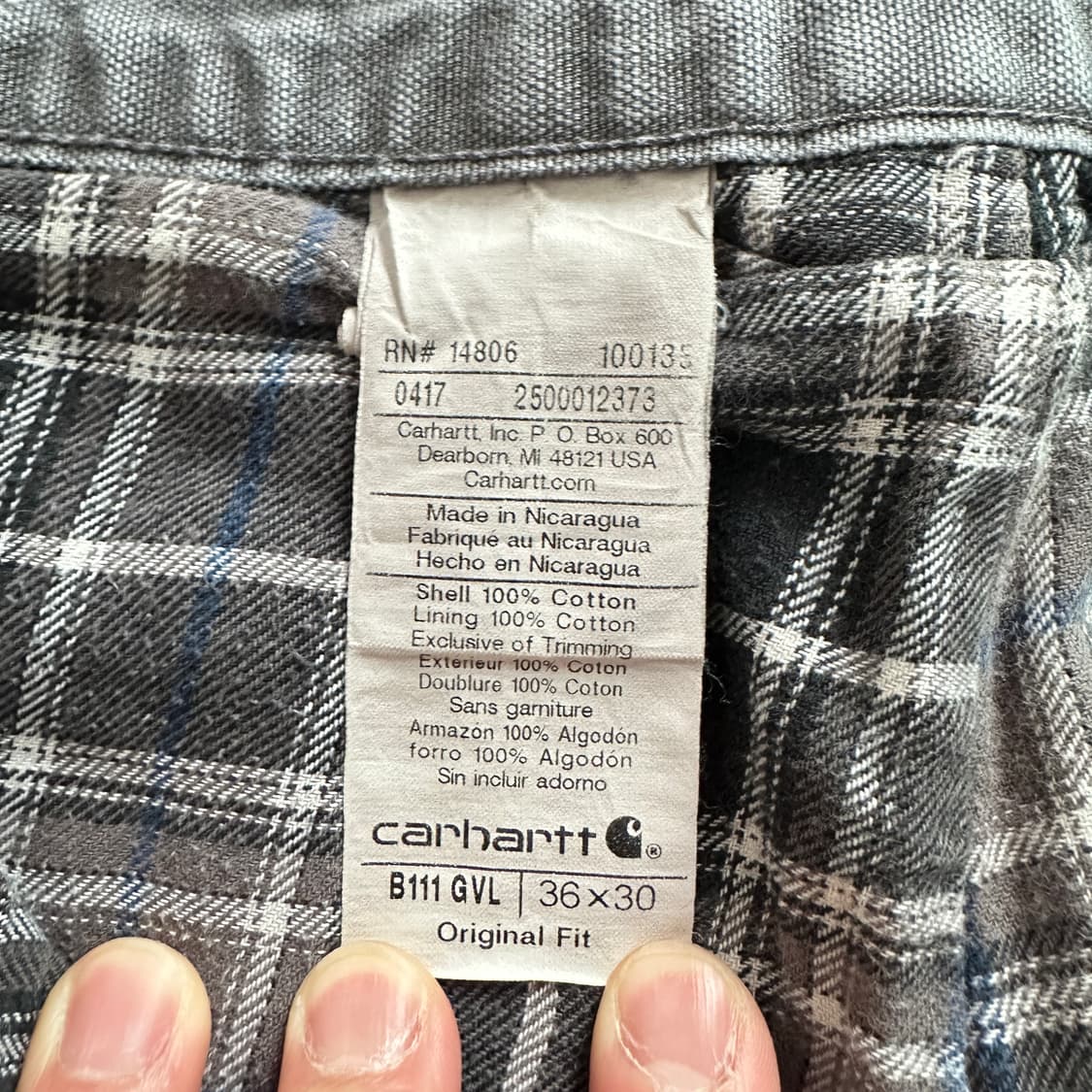 칼하트 B111 그레이 GVL 워크팬츠 36x30  상품이미지5
