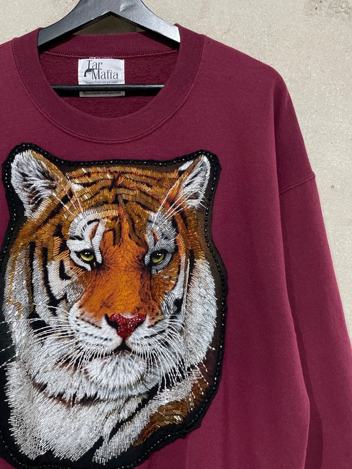lar mafia 버건디 큐빅 타이거 스웻 셔츠 상품이미지3