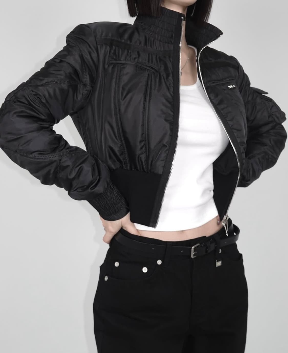 [새상품]페일제이드 빈티지 줄리 패디드 자켓 항공점퍼 블랙 상품이미지6