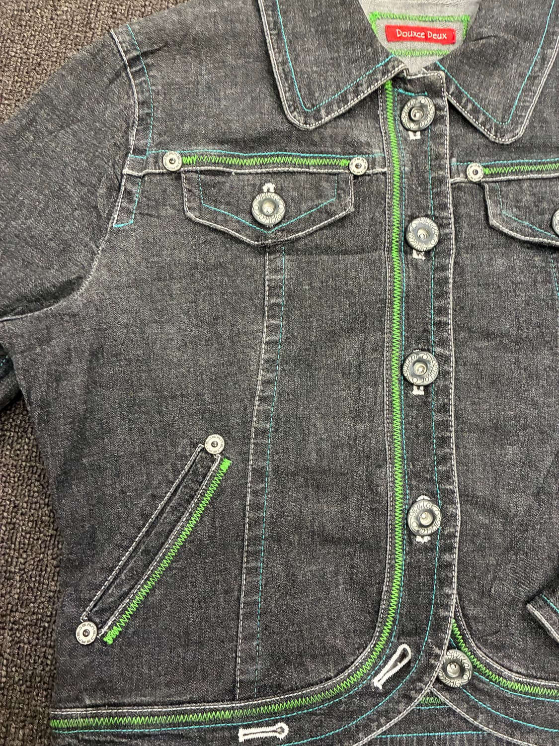 OS)Japanese vintage 여성 스티치 흑청 데님자켓 상품이미지5