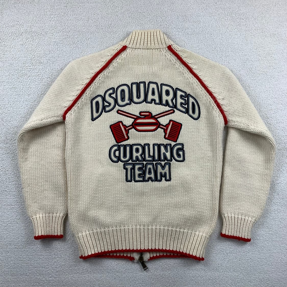 이태리제 디스퀘어드2 컬링팀 빅로고 헤비울 니트집업 상품이미지1