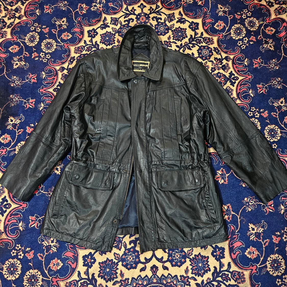 YACKIE in Italy 가죽 카라넥 사파리 하프 자켓  상품이미지1