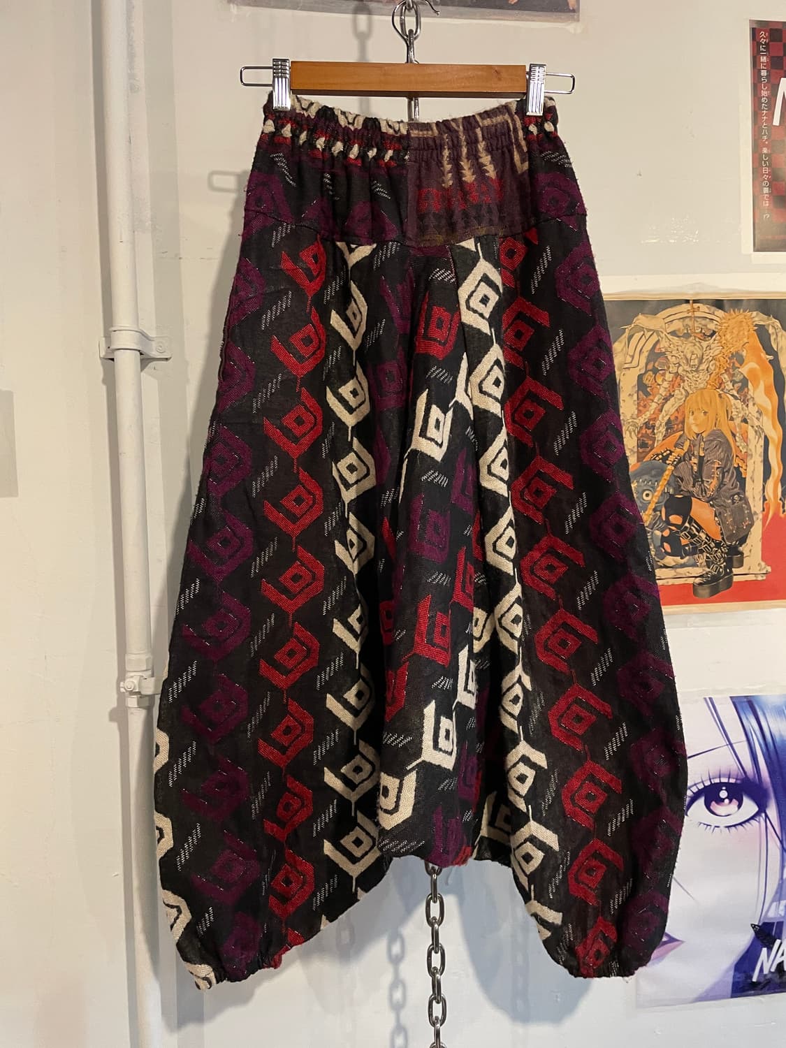 이카트 스타일 트라이벌 패턴 블랙 울 사루엘 팬츠 오리엔탈 히피 상품이미지4