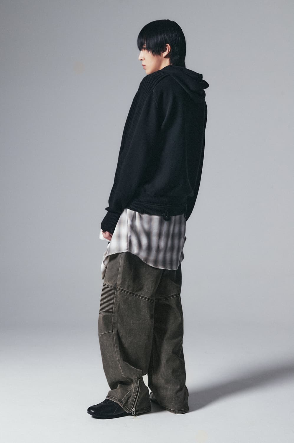 미나브 와이드 코팅 바이커 데님팬츠 상품이미지3