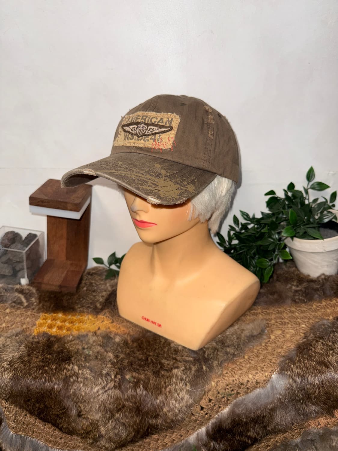 Brown vintage washing patch ball cap 상품이미지1