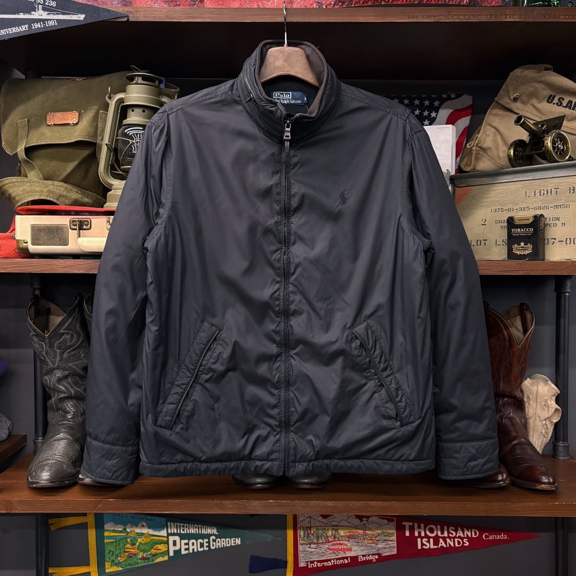 90s 폴로 랄프로렌 후드내장 바라쿠다 패디드 블루종 페리 자켓 N377 상품이미지1