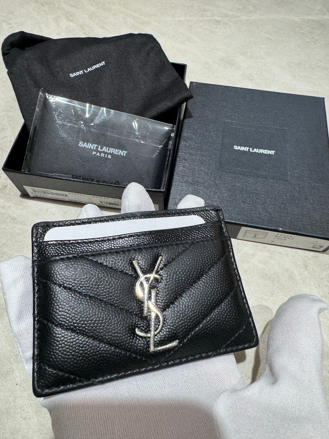 (정품,풀구성) 생로랑 마틀라세 은장 모노그램  카드지갑 상품이미지1