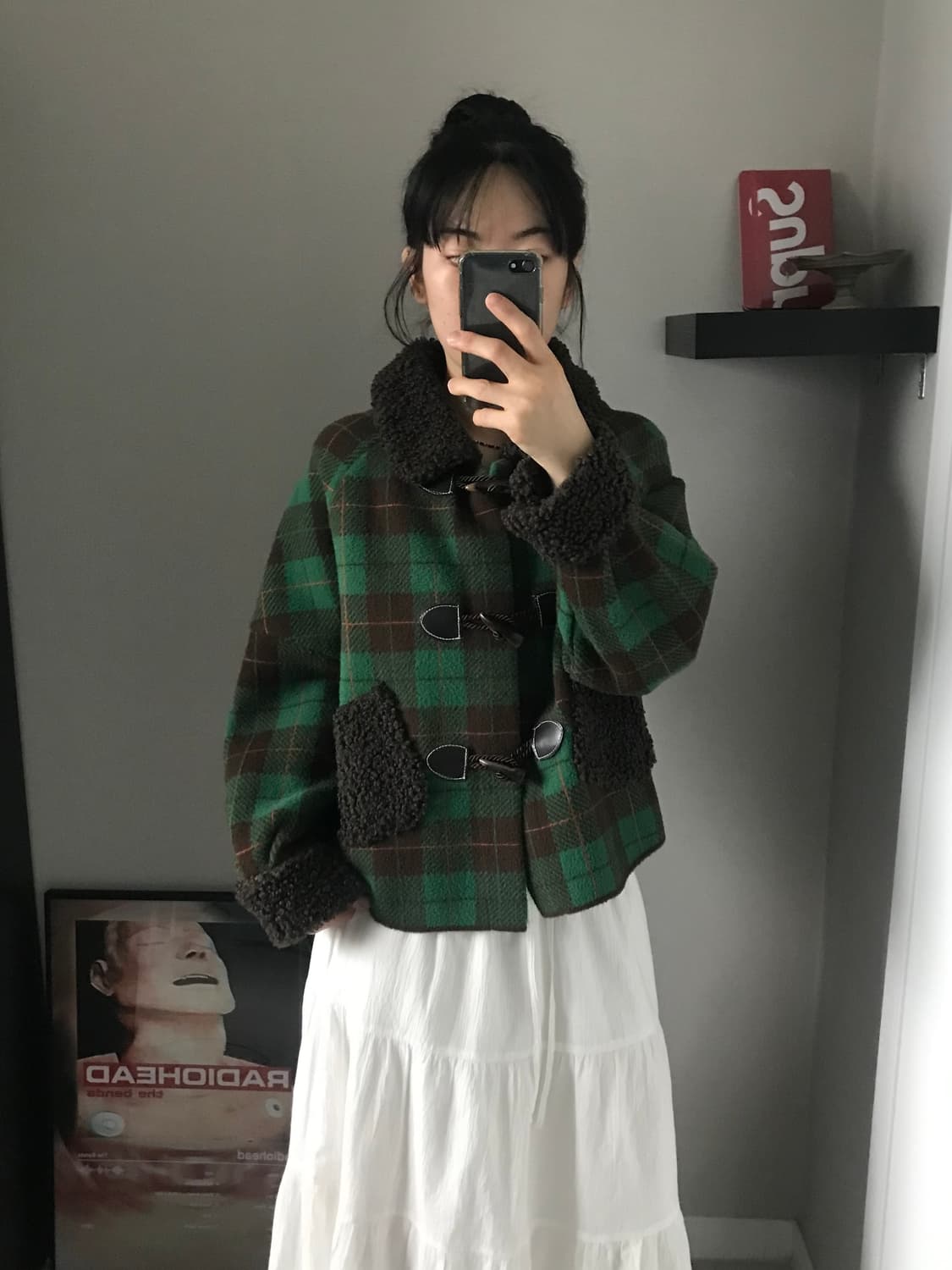 일본 JPN 빈티지 타단 체크 떡볶이 쉐르파 자켓 상품이미지1