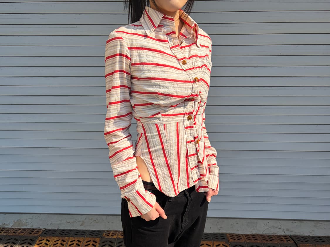 비비안웨스트우드 비대칭 스트라이프 셔츠 상품이미지1