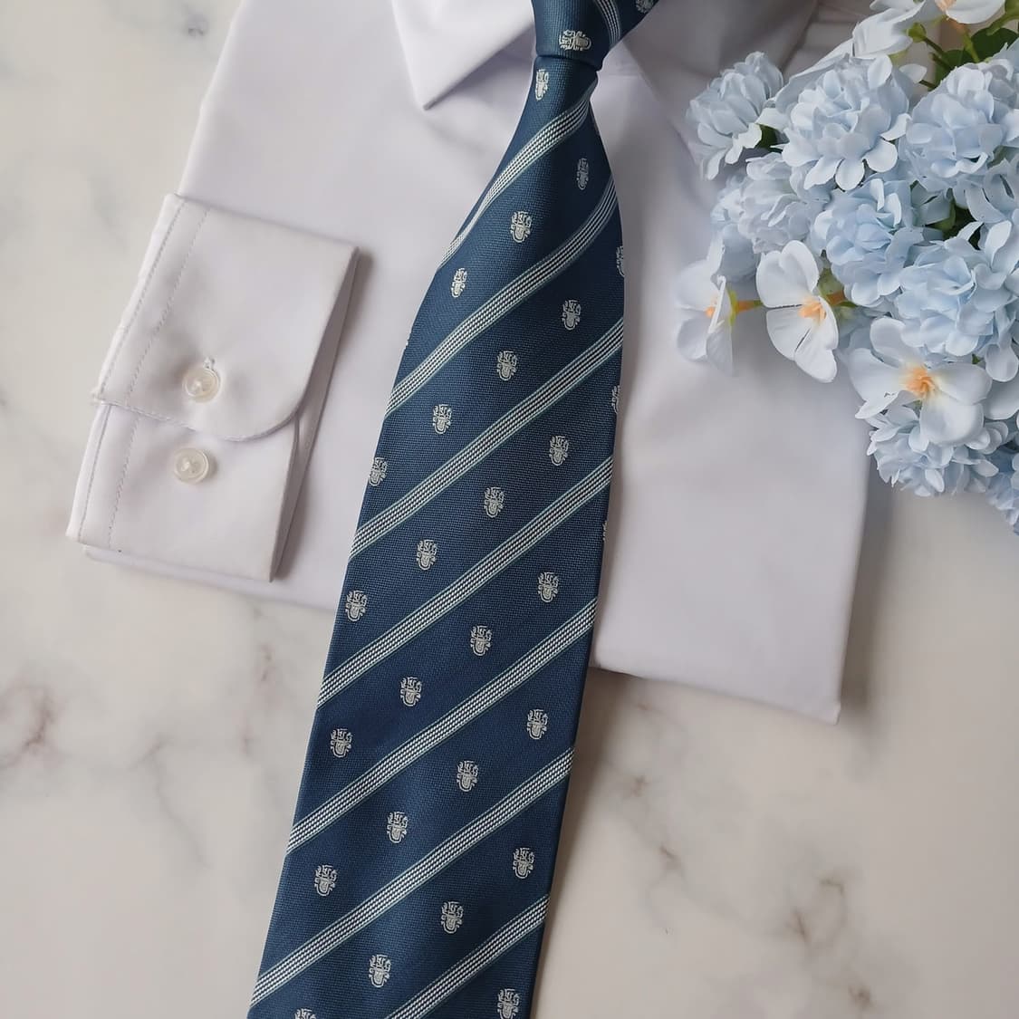 아쿠아스큐텀 실크 로고 스트라이프 넥타이 9.2cm A+등급 A19121 상품이미지4