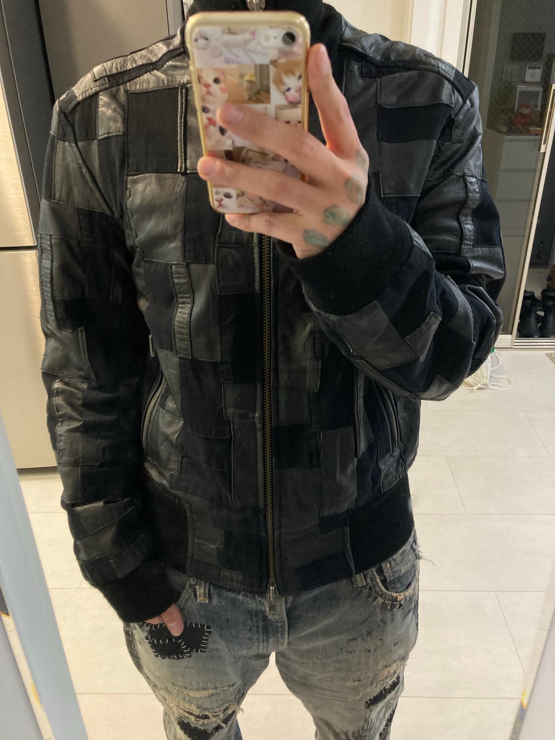 딕 비켐버그 패치워크 가죽 자켓 상품이미지10