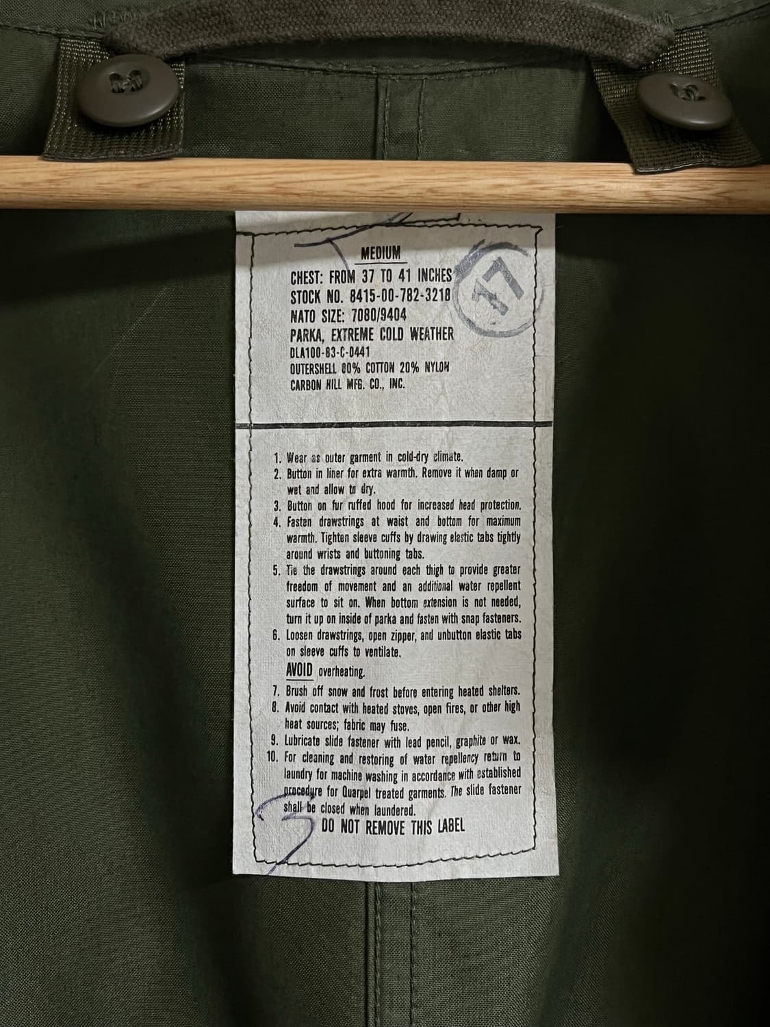 M65 피쉬테일 파카 오리지널 개파카 M 데드스탁 상품이미지3