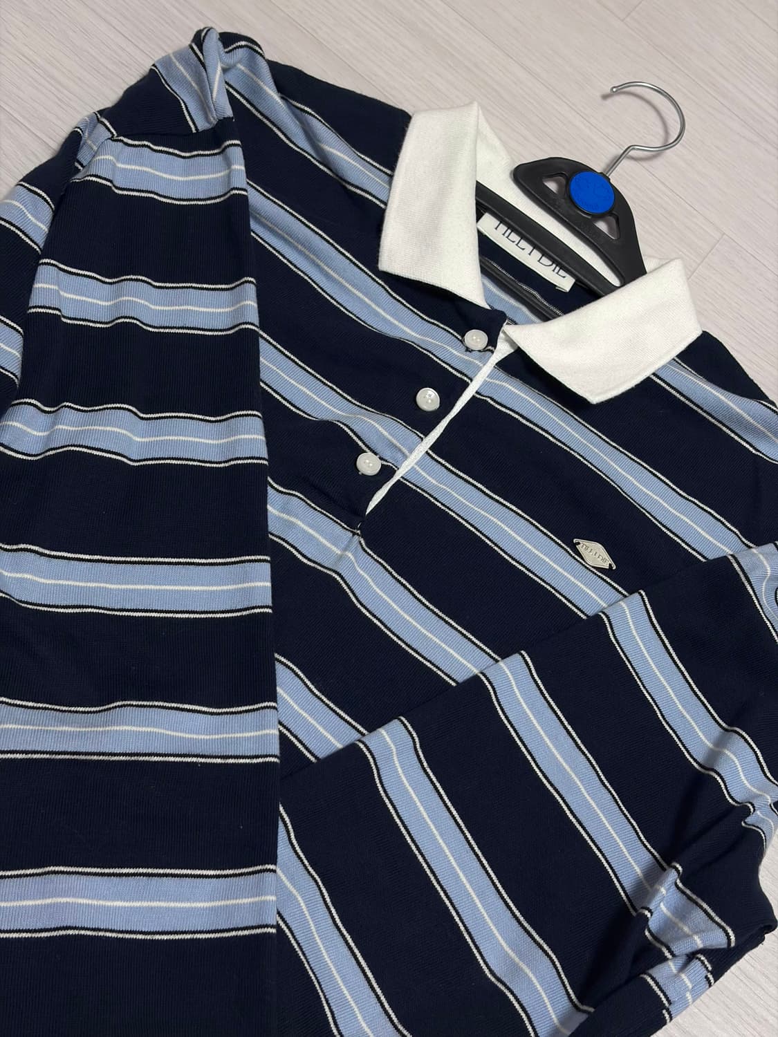 틸아이다이 스트라이프 카라 티셔츠 네이비 M 상품이미지4