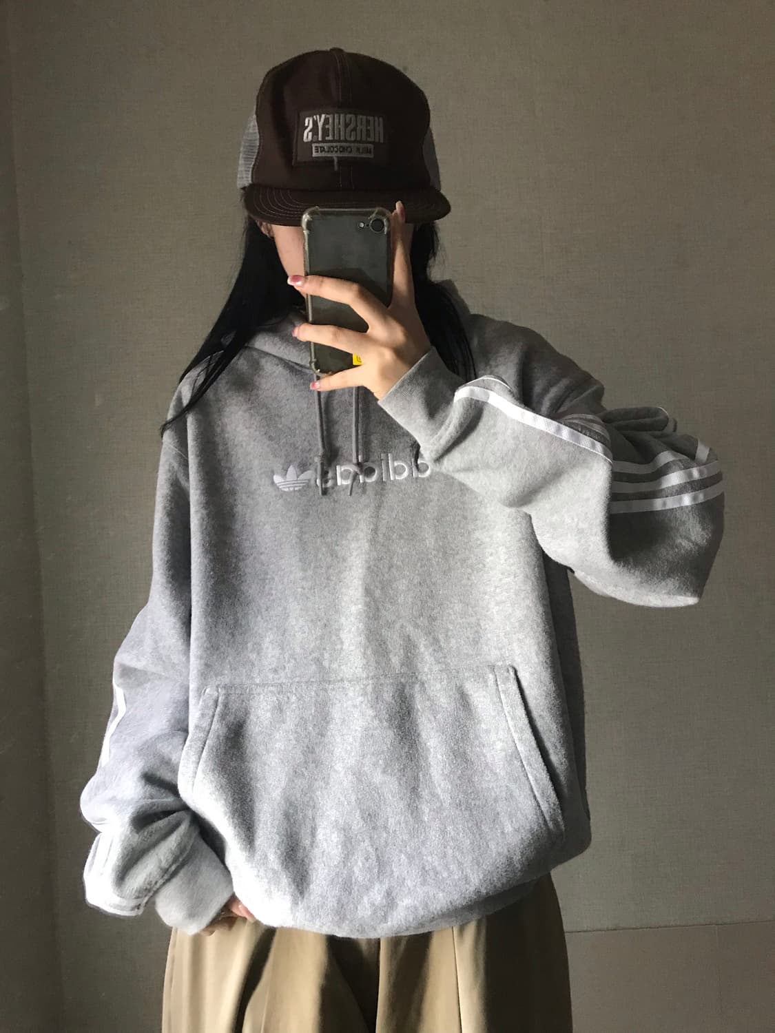 아디다스 그레이 부클 후드티 상품이미지2