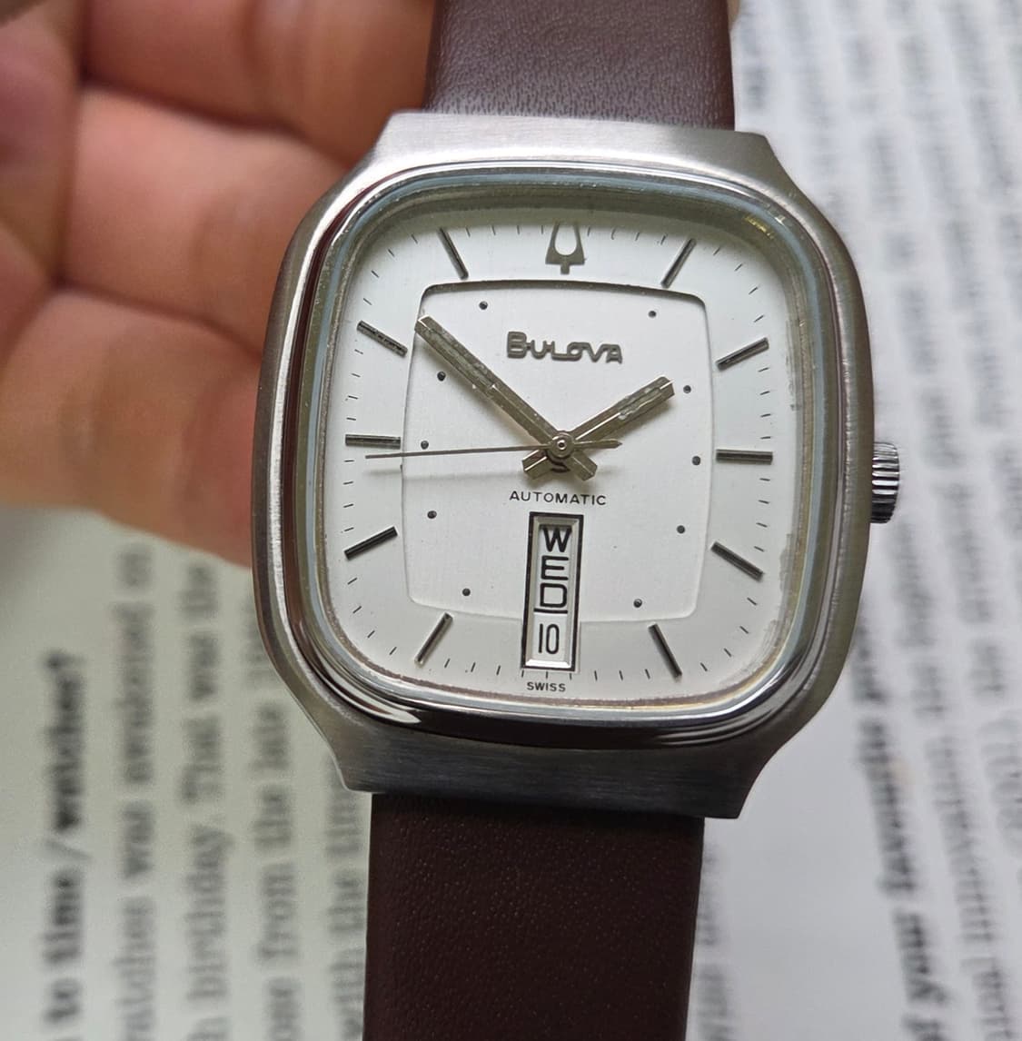 빈티지 부로바 사각탱크형 오리지널 실버판 데이데이트 오토매틱  상품이미지1