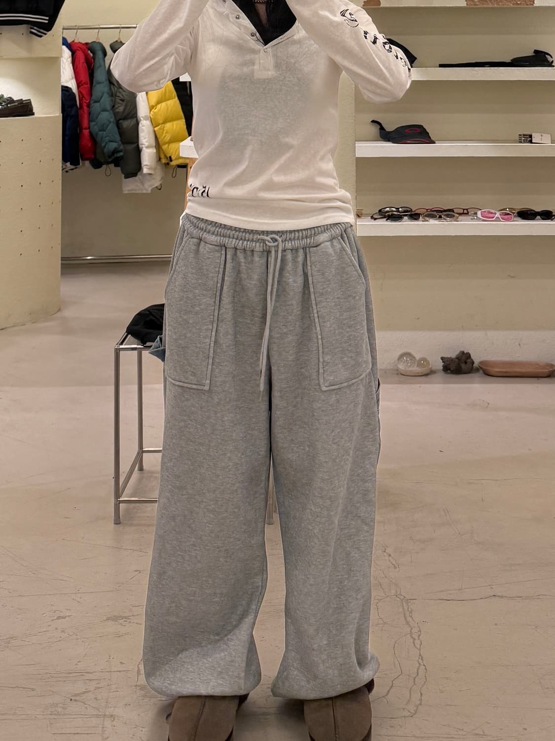 빈티지 데님 포인트 스트링 스웻 팬츠 U867 상품이미지1