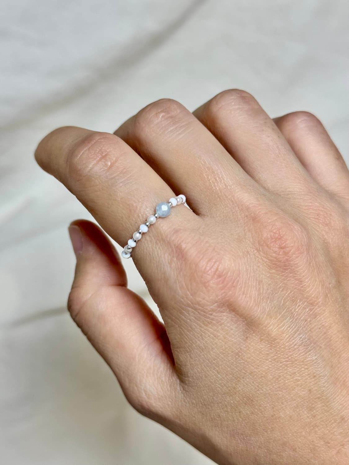 모두가 예쁘다고 한 아쿠아마린 비드반지🩵💍🤍 상품이미지3