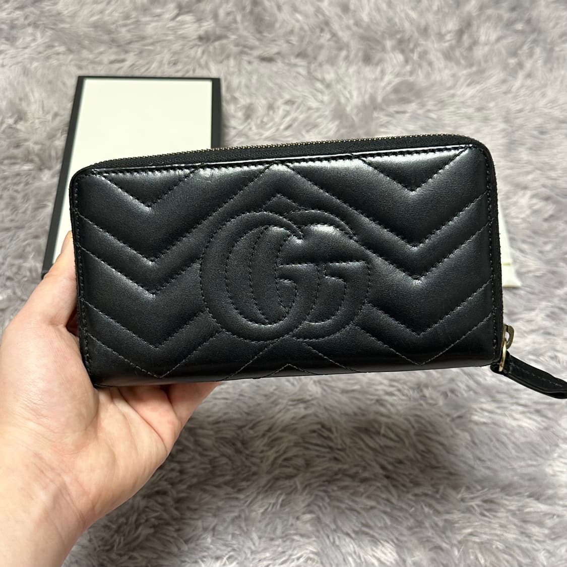 [풀구성] 구찌 GG 마몬트 마틀라세 장지갑 블랙 상품이미지2