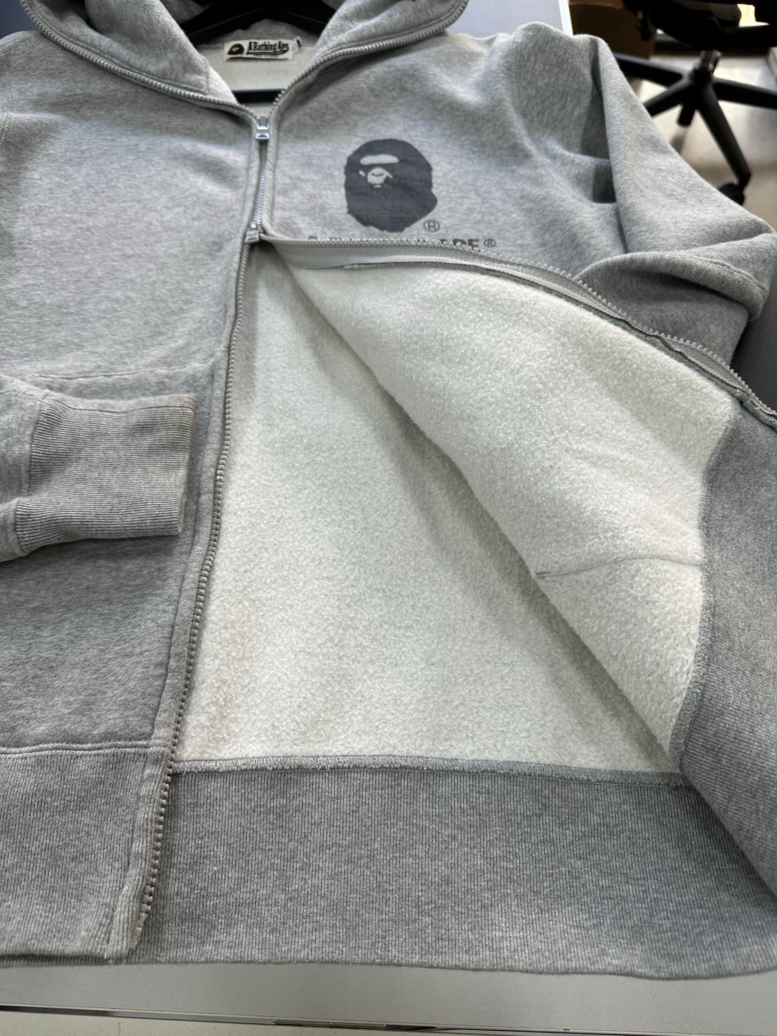 베이프사루 풀 후드집업 그레이 상품이미지8